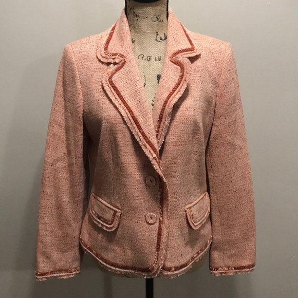 {Kate Hill} Pink Tweed Wool Blazer size 8 - Picture 5 of 10